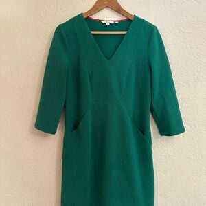 Boden Teal V-Neck Midi Dress
